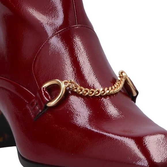 Stella McCartney Ankle Boot NIB! Faux Leather Size 6 36 Burgundy Gold - Picture 4 of 8
